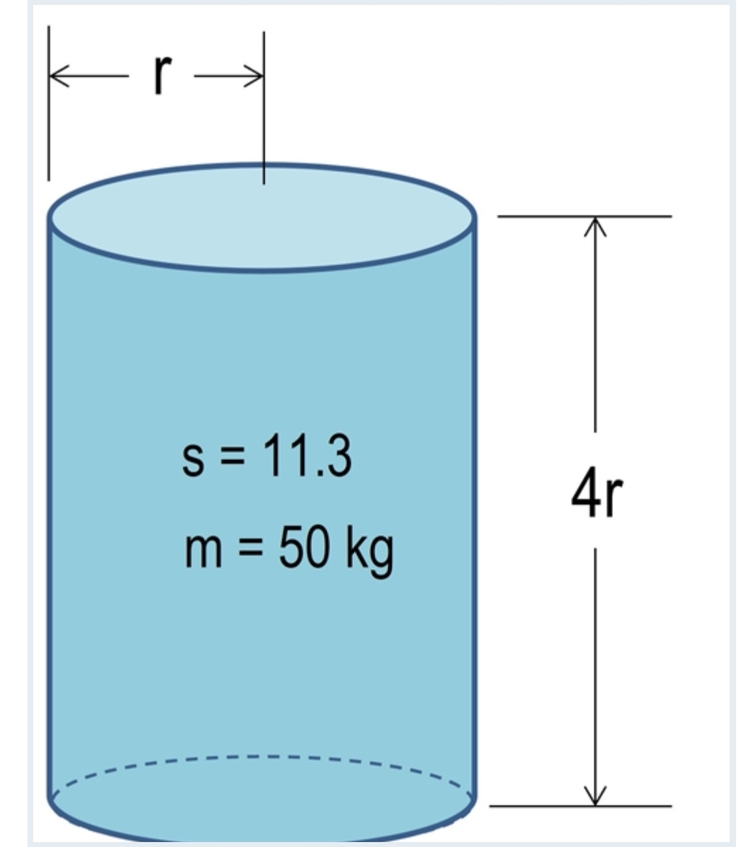 s = 11.3
m = 50 kg
4r