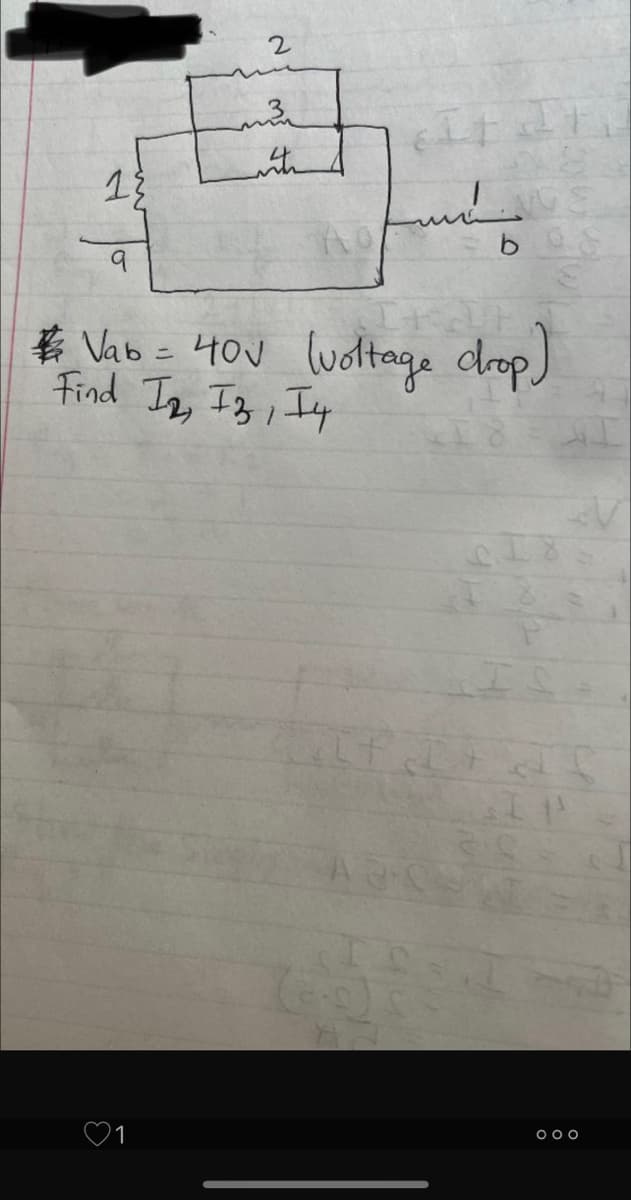 2.
with
* Vab = 40V luoltage drop)
Find I, Ig , Iy
♡1
