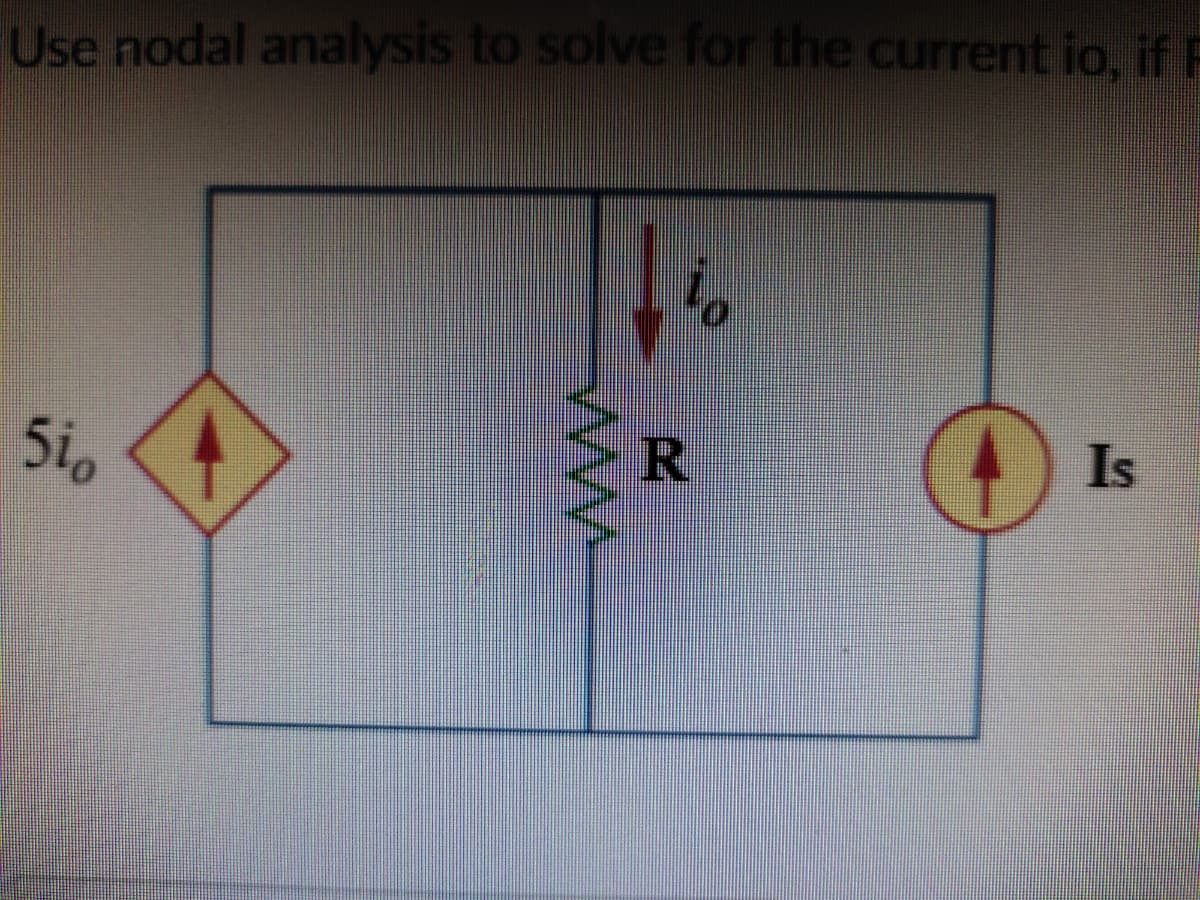 Use nodal analysis to solve for the current io, if F
Is
5i0
