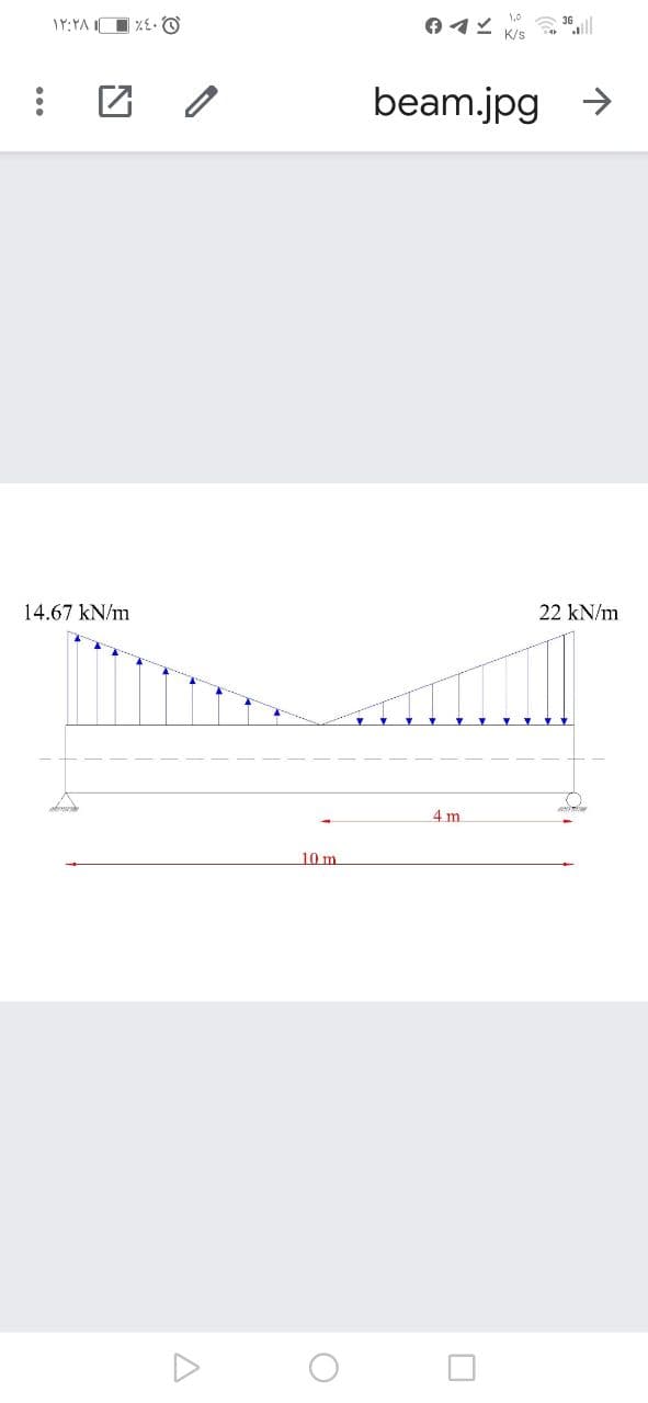 IY:YA IO ZEO
beam.jpg >
14.67 kN/m
22 kN/m
4 m
10 m
