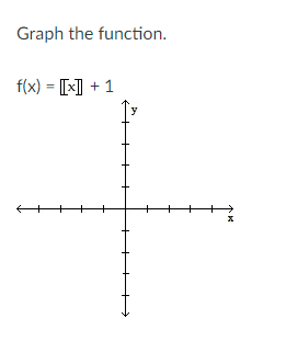 Graph the function.
f(x) = [[x]] + 1
9
X