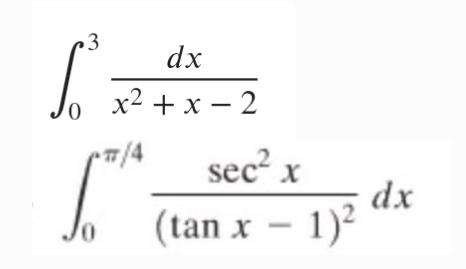 dx
х2 +x — 2
7/4
sec x
dx
(tan x – 1)?

