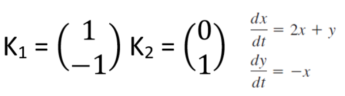 dx
1
2x + y
dt
K1 =
K2
dy
dt
