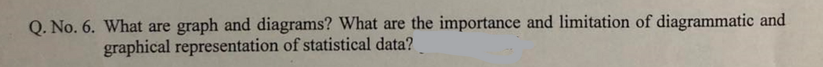 Q. No. 6. What are graph and diagrams? What are the importance and limitation of diagrammatic and
graphical representation of statistical data?
