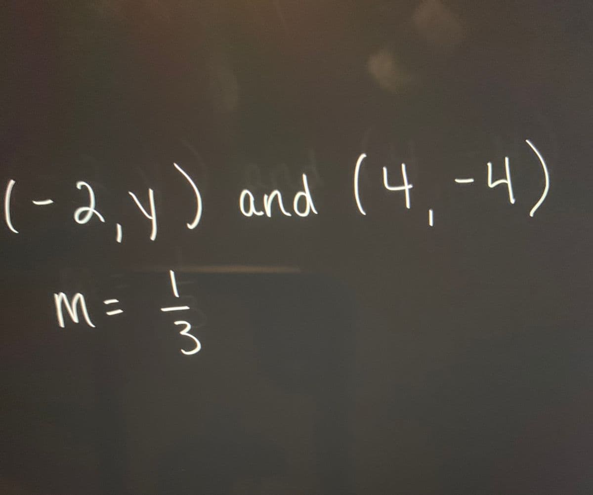 (-2,y) and (4, -4)
M=
3
/-
