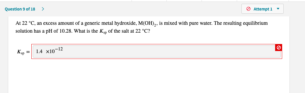 What is the Kp of the salt at 22 °C

