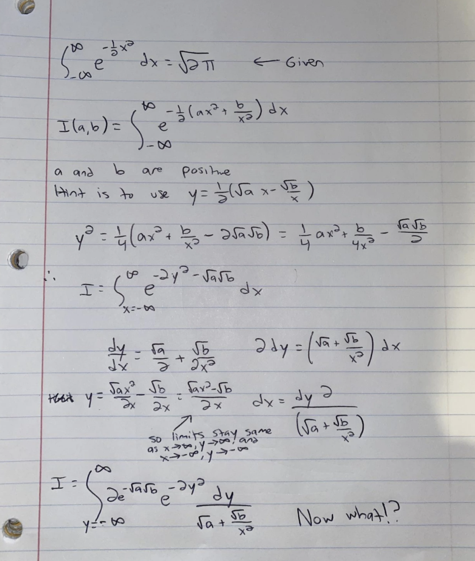 Given
to
9.
Ila,b)=)o
XP
e
a and
are
posihe
Hint is to
use
9.
fa Jo
%3D
fa
%3D
Jax_ Sb
2x
e Ap=Xp
So limits Stay same
as x ,y-
ラーの
dy
Sat
Now what!?
