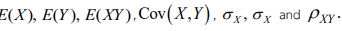 E(X), E(Y), E(XY).Cov(X,Y), ox, 0x and Pxy-
