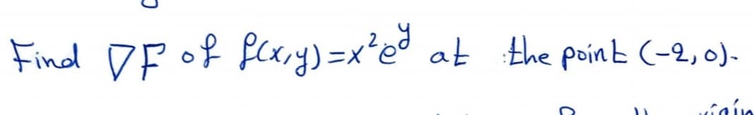 Find DF of fcxy)=x²e° at the point (-2,0)-
