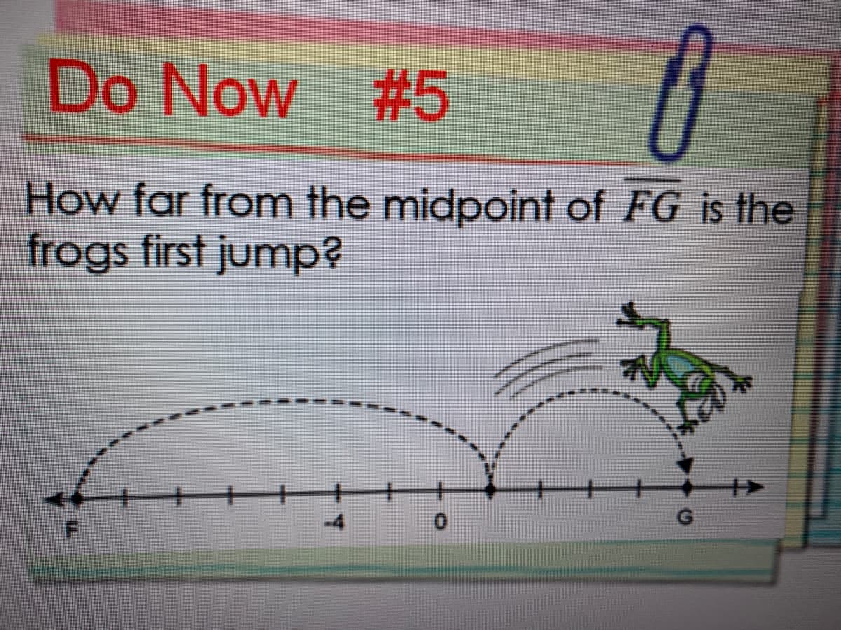 Do Now #5
How far from the midpoint of FG is the
frogs first jump?
F.
