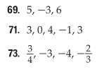 69. 5,-3,6
71. 3, 0, 4, -1,3
73. 1234 – 3, 4,
নাল
3