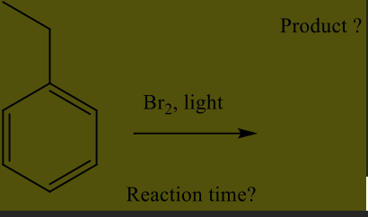 Product ?
Br2, light
Reaction time?
