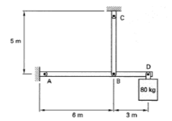 5 m
D
B
80 kg
6 m
3 m
