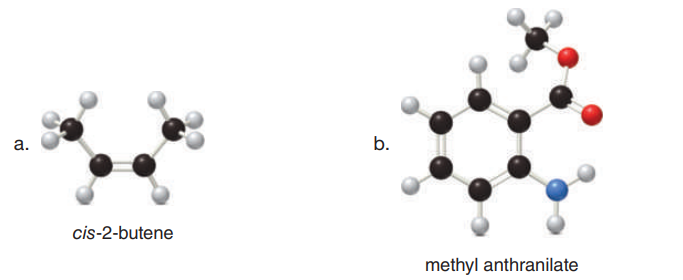 а.
b.
cis-2-butene
methyl anthranilate
