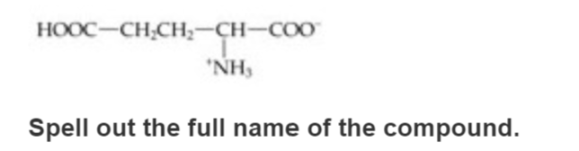HOOC-CH,CH;-CH-COO
'NH,
Spell out the full name of the compound.
