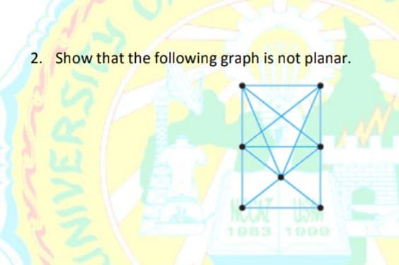 2. Show that the following graph is not planar.
1983 1999
INIVERS
