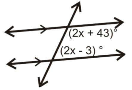 (2x +43)°
(2x -3) °
