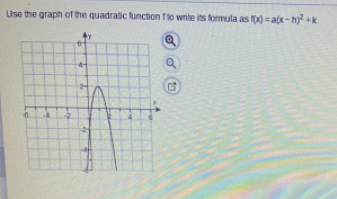 Use the graph of the quadratic function flo write its formula as 0=ax-hy +k
