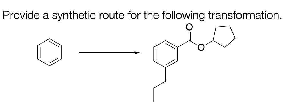 Provide a synthetic route for the following transformation.
