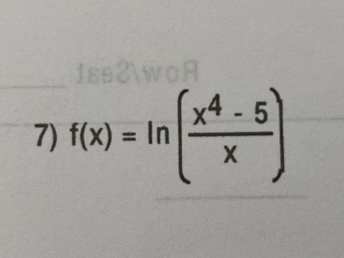 5
7) f(x) = In
%3D
