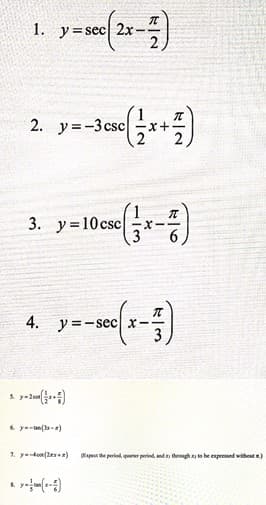 1. y= sec| 2x-
2
