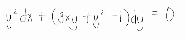 y' dn + (ony ty -1)dy = 0
(3ny ty² -)dy
