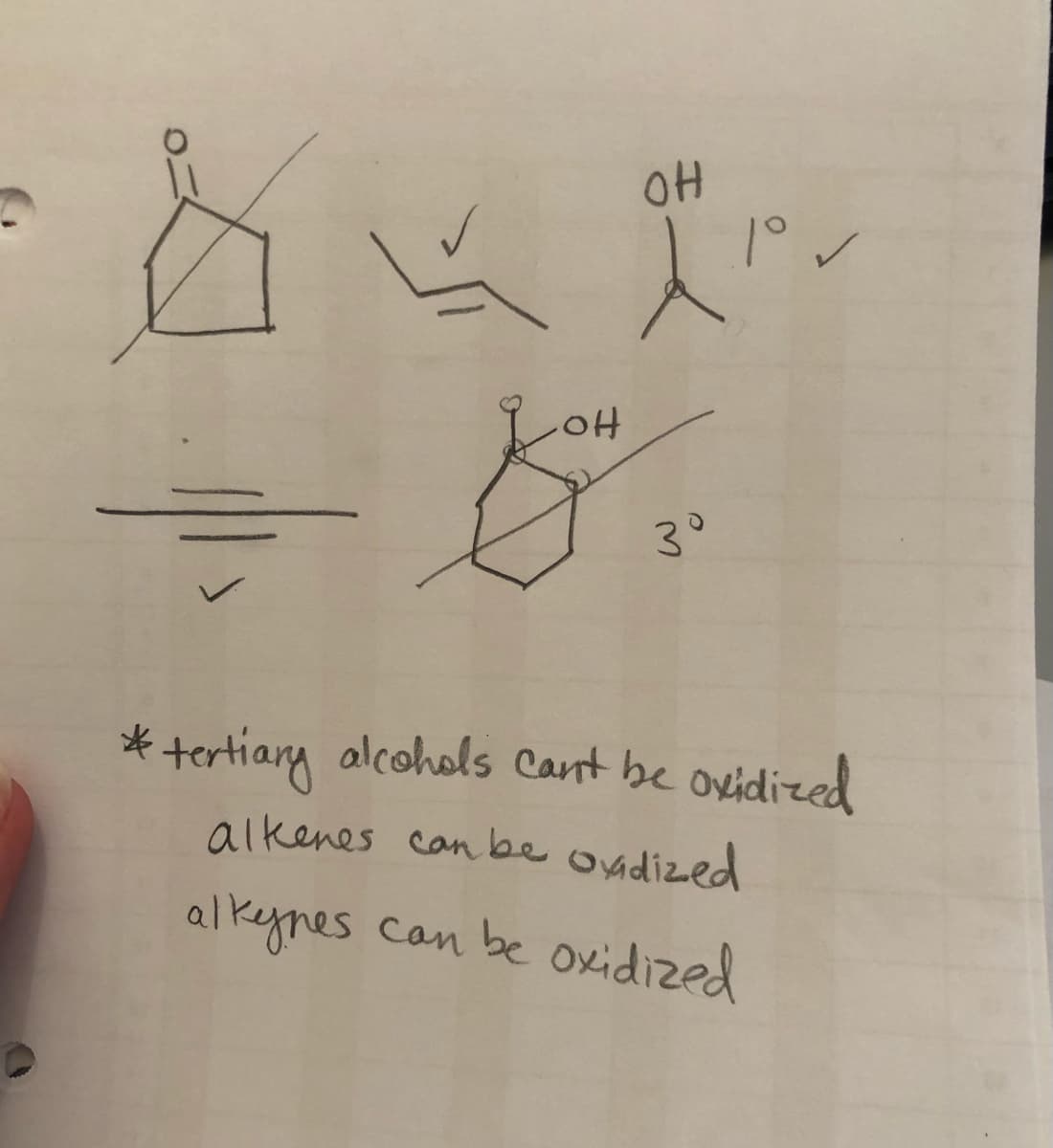 30
*tertiary alcohols Cant be oveidized
alkenes can be ondized
al keynes can be oxidized
