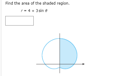 Find the area of the shaded region.
r= 4 + 3 sin e
