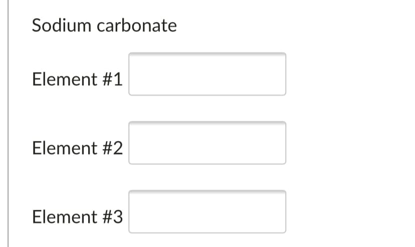 Sodium carbonate
Element #1
Element #2
Element #3
