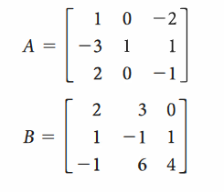 1 0 -2
A =
-3 1
2 0 -1
3
B =
1 -1 1
-1
6 4
