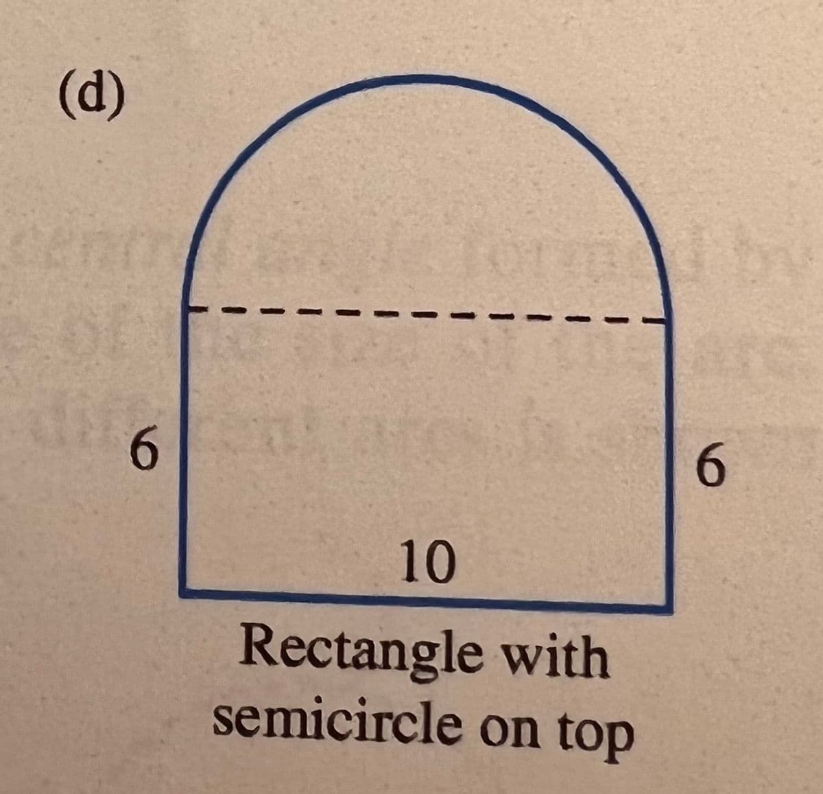 (d)
6.
6
10
Rectangle with
semicircle on top
