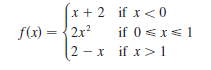 x+ 2 if x <0
if 0 <xs1
2 - x if x>1
f(x) = {2x?
