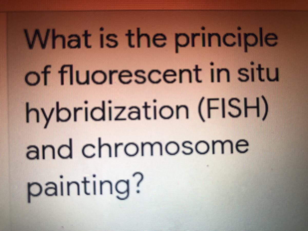 What is the principle
of fluorescent in situ
hybridization (FISH)
and chromOsome
painting?
