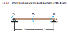 I1-13. Draw the shear and moment diagrams for the beam.
м,
L/2-
