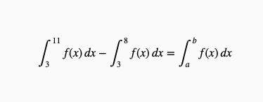 11
8
f(x) dx –
|
f(x) dx =
f(x) dx
3.
