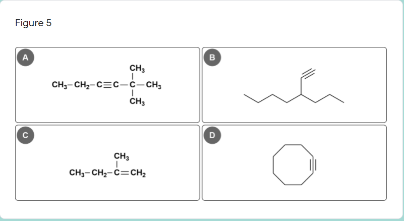 Figure 5
A
в
CH3
CH3-CH2-C=C-Ć-CH3
CH3
C
D
CH3
CH3- CH2-C=CH2
