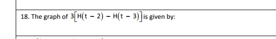 18. The graph of 3[H(t - 2) - H(t - 3)] is given by: