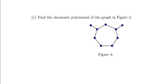 (c) Find the chromatic polynomial of the graph in Figure 4.
Figure 4:
