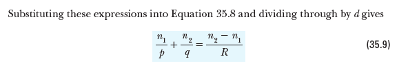 Substituting these expressions into Equation 35.8 and dividing through by d gives
(35.9)
R
