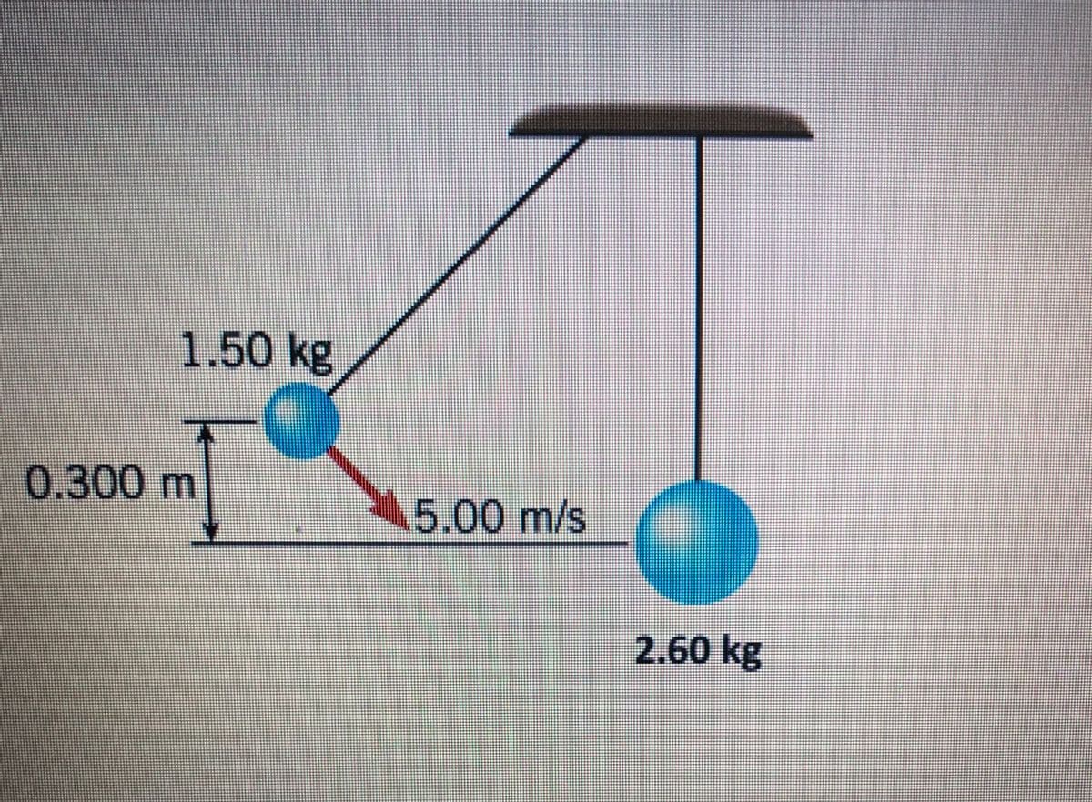 1.50 kg
0.300 m
5.00 m/s
2.60 kg
