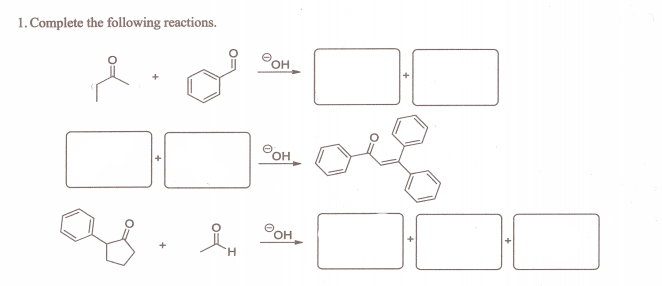 1. Complete the following reactions.
POH
POH
OOH
+
H.
