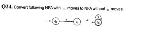 Q24. Convert following NFA with e moves to NFA without e moves.
