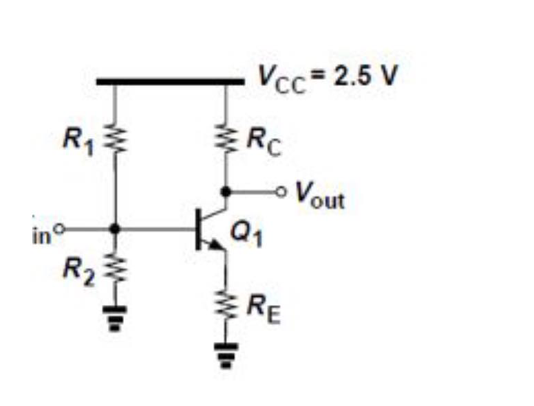 Vcc= 2.5 V
R1
RC
Vout
ina
R2
RE

