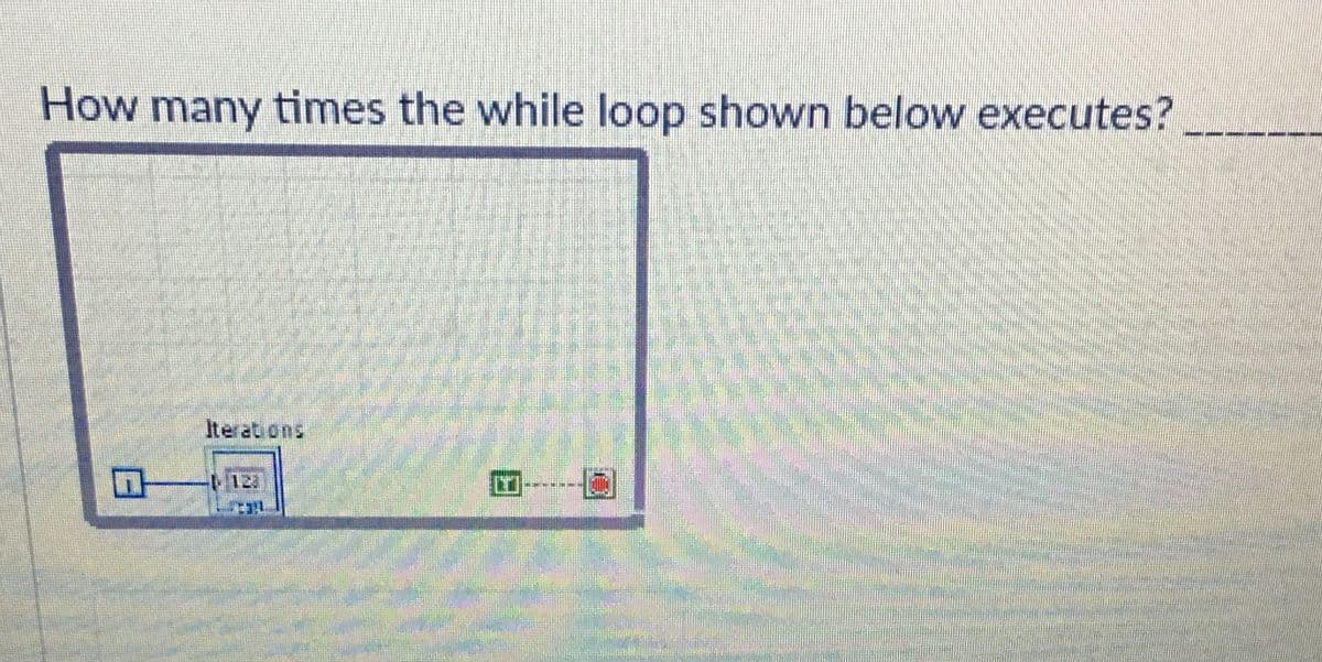 How many times the while loop shown below executes?
Ite ati ons
123
