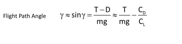 Flight Path Angle
y ~ siny =
T-D
mg
T
mg
-
Co
C₁