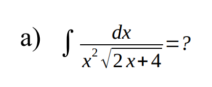 dx
a) S
=?
2
X´V2x+4
