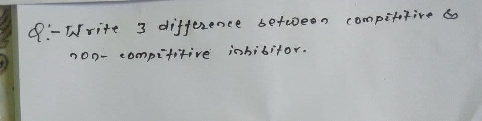 8:-Write 3 difference beteween compititive &
200- compititive inhibitor.
