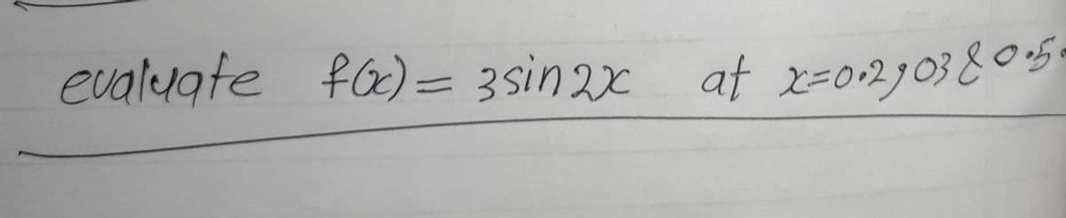 evaluate fa)= 3sin2x at x=02903&0+5
