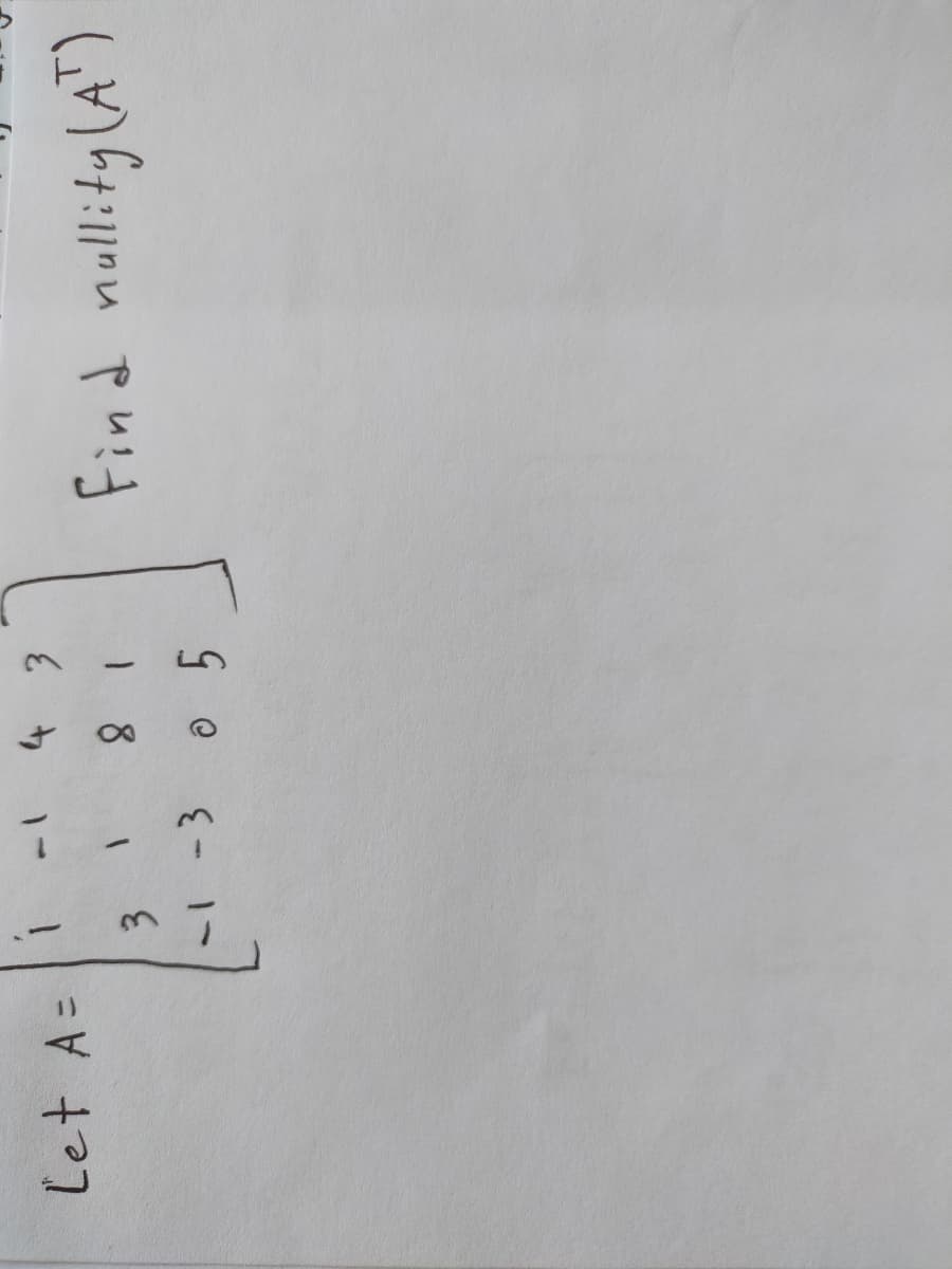 Let A=
1 8
-1-305
Find nullity AT)
3.
