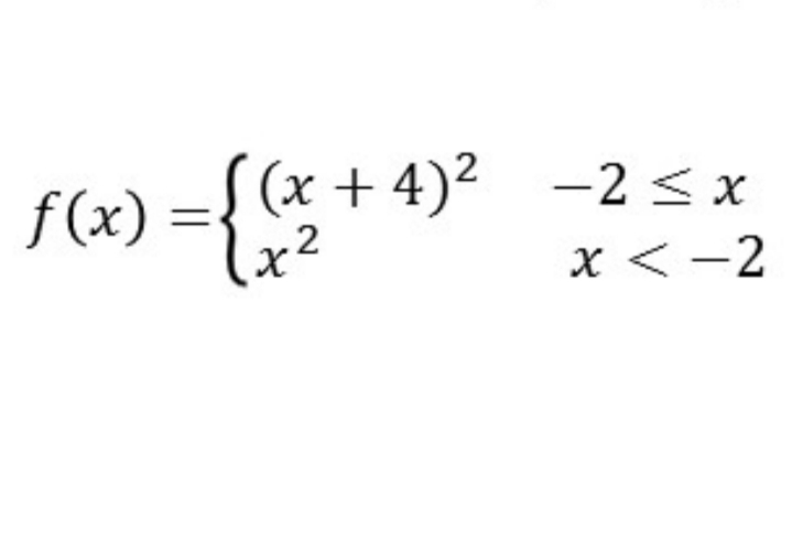 (x + 4)2 -2 < x
f(x) ={2
x < -2
